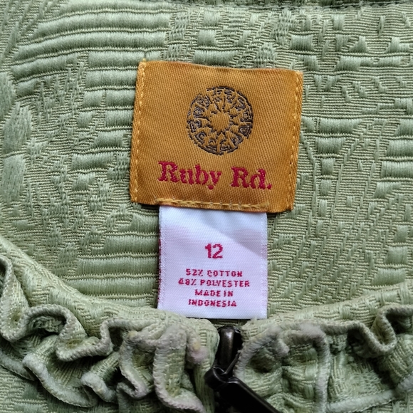 Ruby Rd. Green Ruffled Zip-up Jacket - Picture 3 of 3